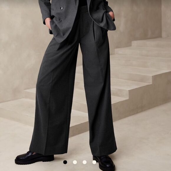 Banana Republic WIDE-LEG FLANNEL TROUSER - Picture 2 of 6